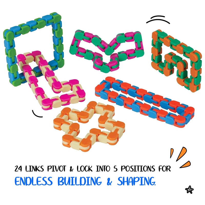 Neliblu Wacky Tracks 6 Pack Sensory Fidget Toys Snap and Click Fidget Cube Puzzles Bulk - ADHD, Autism, Stress Relief Therapy - Fidget Toys for Sensory Kids, Keeps Fingers Busy and Minds Focused - Image 5